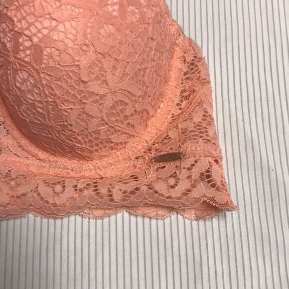 XOXO Pink Lace Racerback Bralette 34B Small Light Padding Padded Longline - Picture 4 of 6